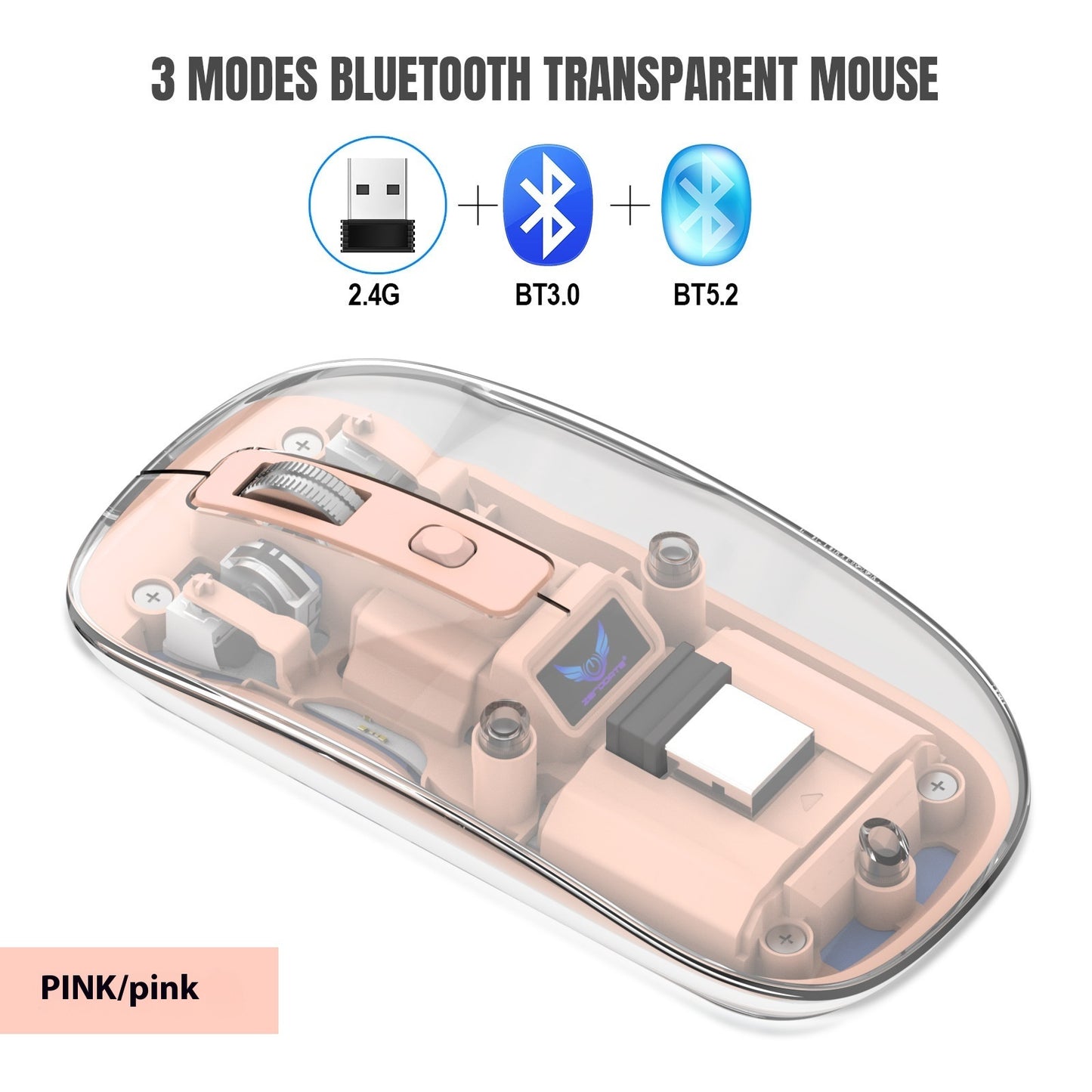 Transparent Magnetic Three-mode Wireless Bluetooth-compatible Mouse