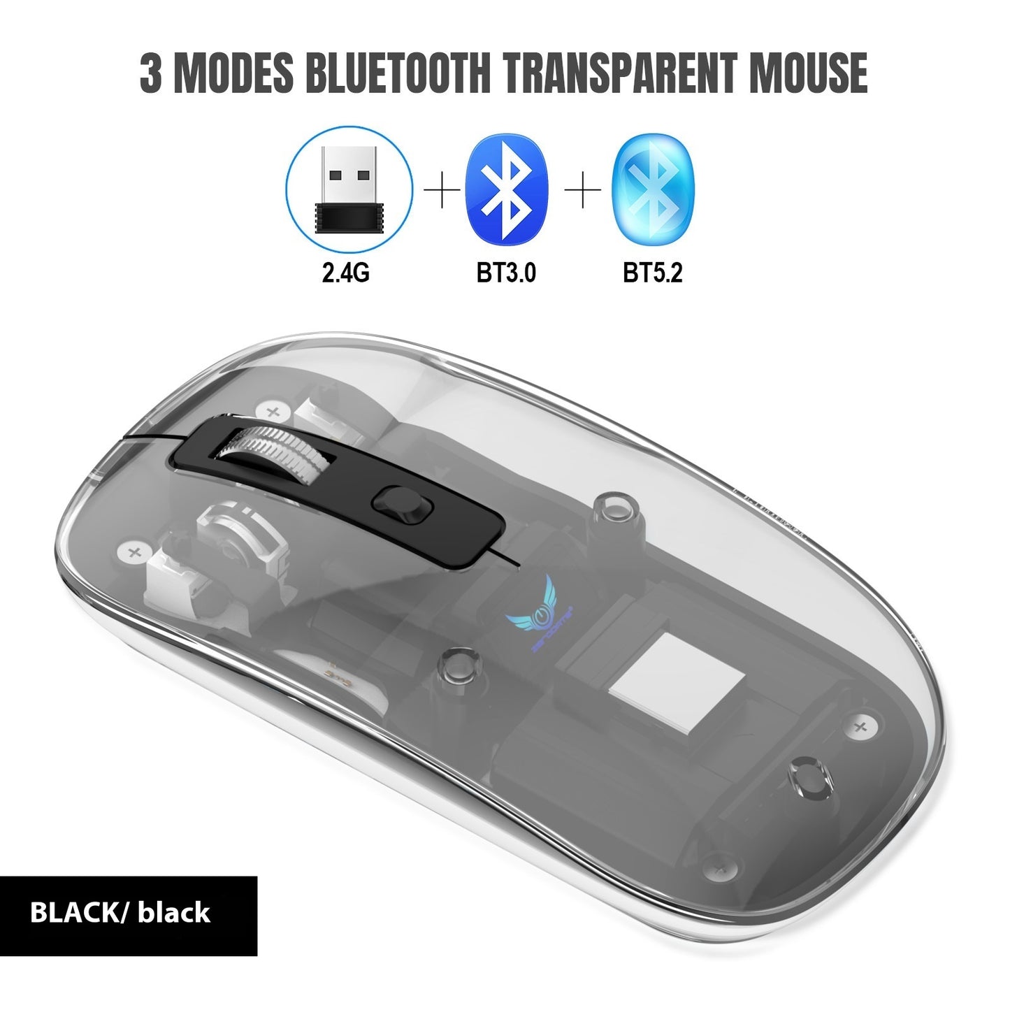 Transparent Magnetic Three-mode Wireless Bluetooth-compatible Mouse