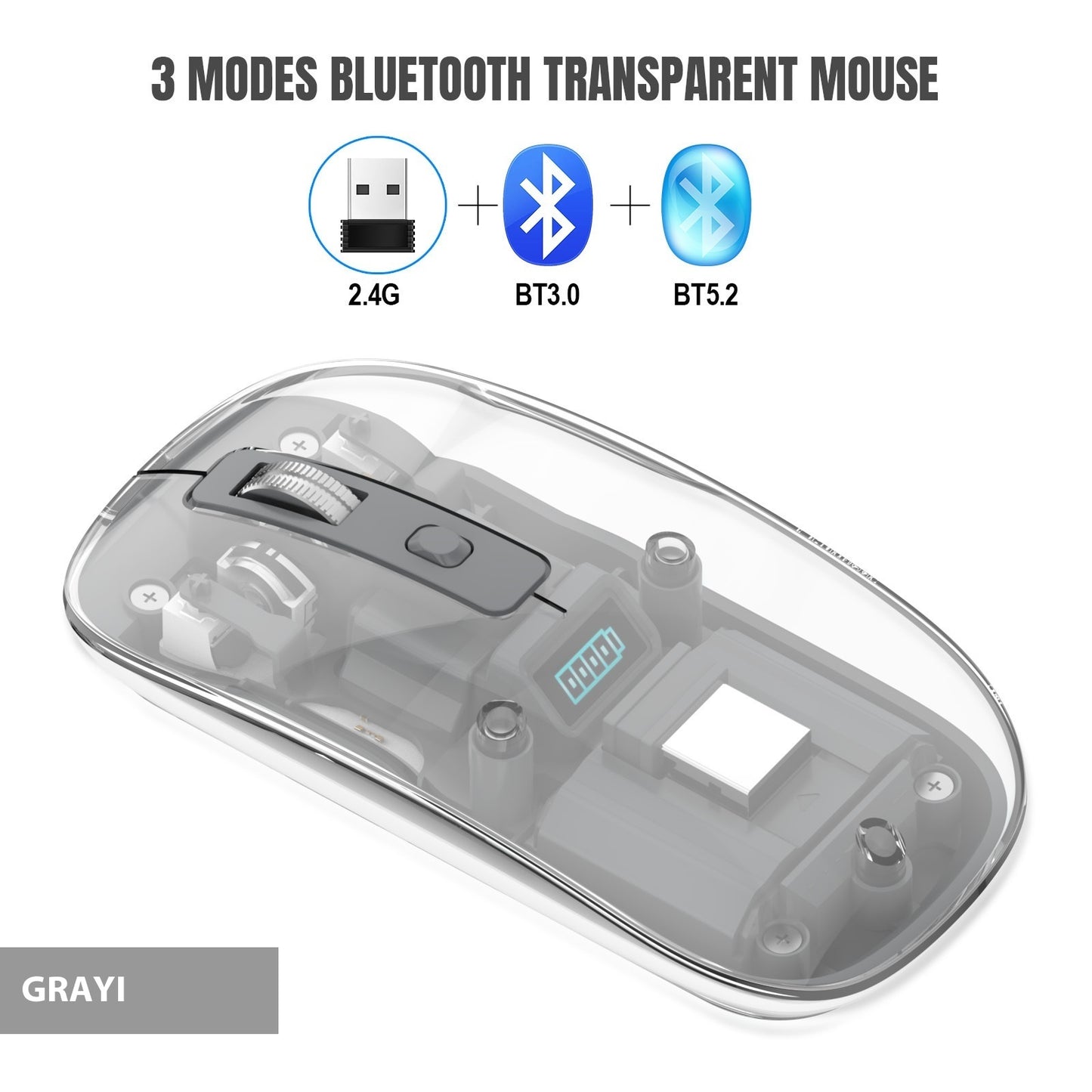 Transparent Magnetic Three-mode Wireless Bluetooth-compatible Mouse