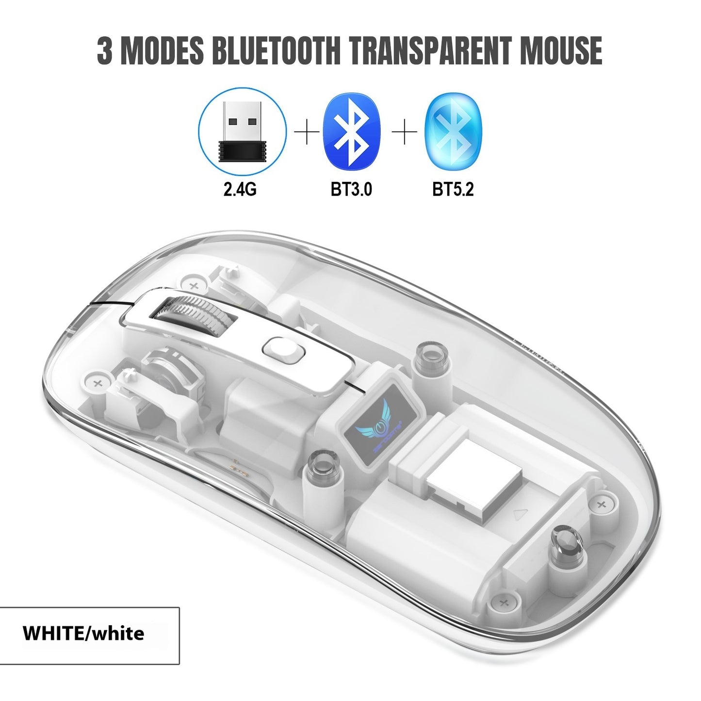 Transparent Magnetic Three-mode Wireless Bluetooth-compatible Mouse