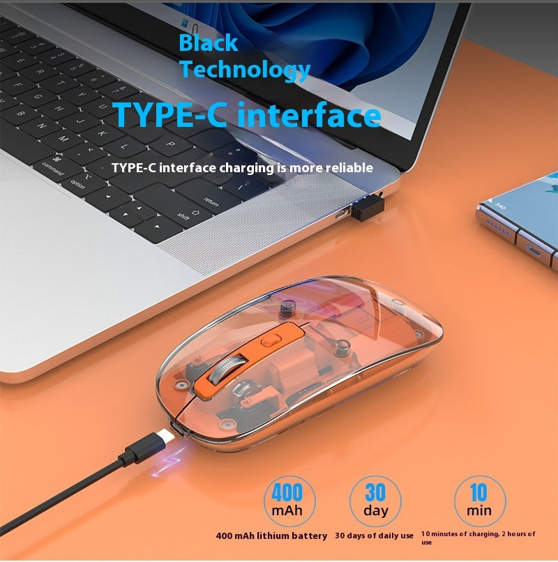 Transparent Magnetic Three-mode Wireless Bluetooth-compatible Mouse