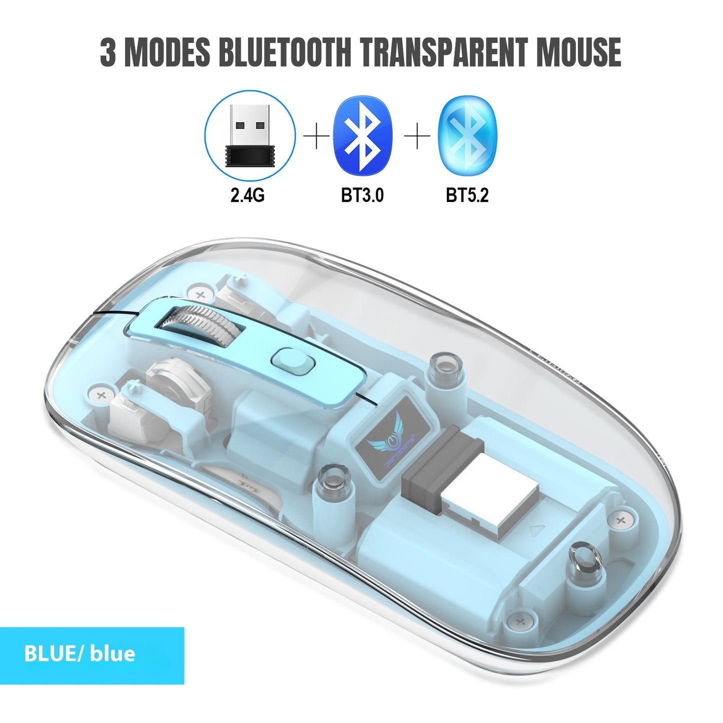 Transparent Magnetic Three-mode Wireless Bluetooth-compatible Mouse