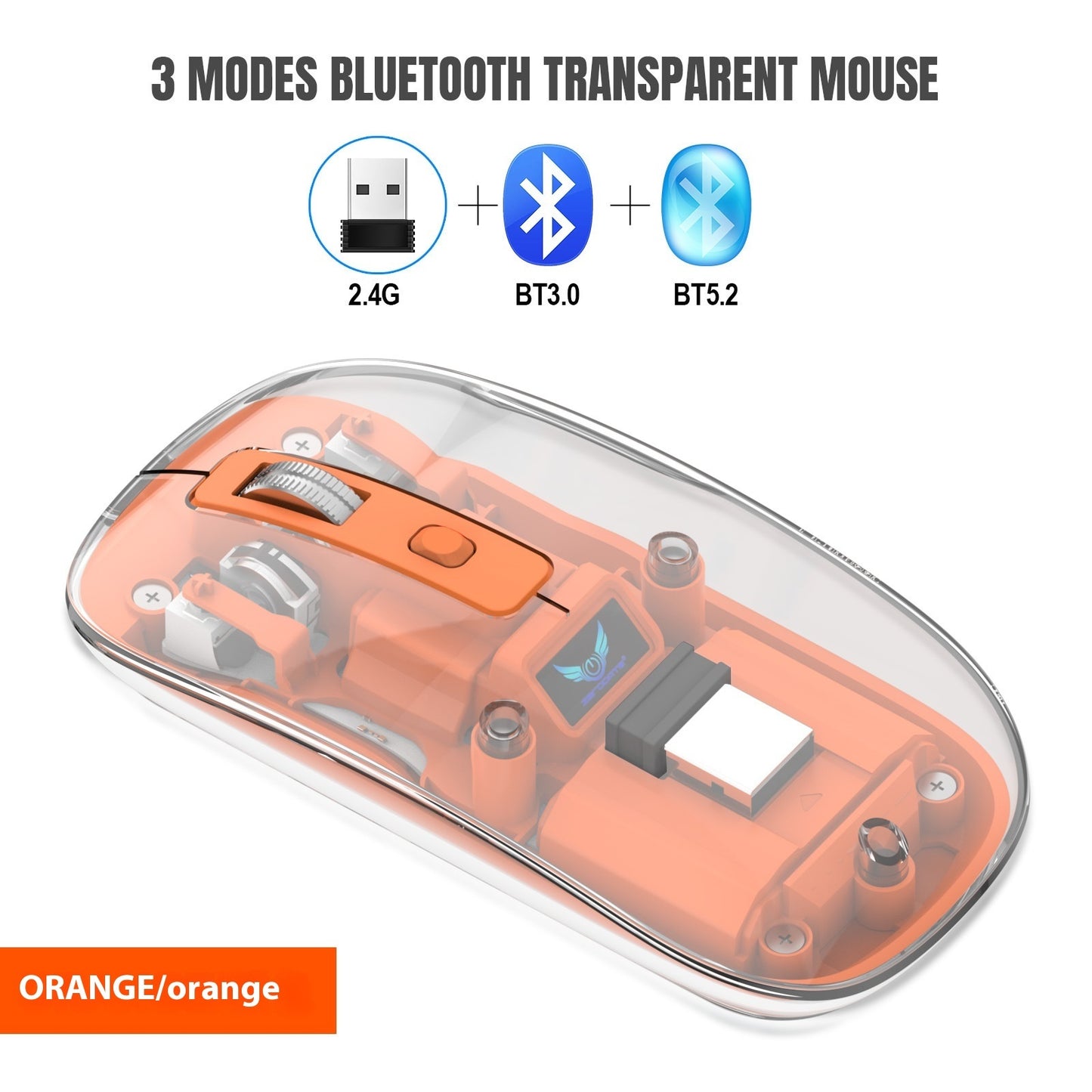 Transparent Magnetic Three-mode Wireless Bluetooth-compatible Mouse