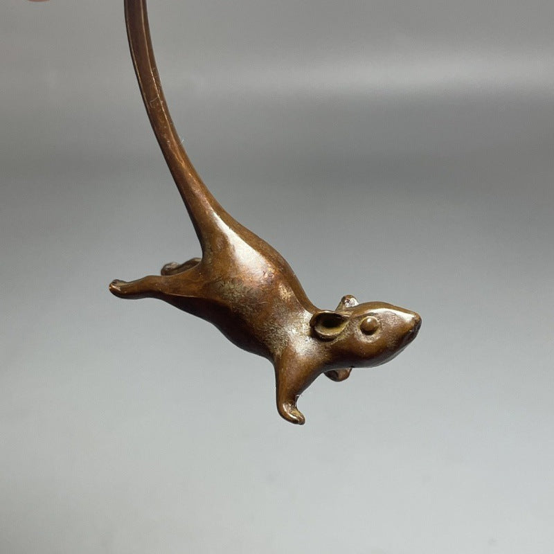 Antique Solid Copper Zodiac Lucky Long Tail Mouse
